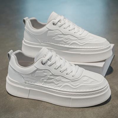 Men's Shoes Spring New Casual Leather White Shoes Men's Lightweight Platform Sports Board Shoes Outdoor Trendy Shoes