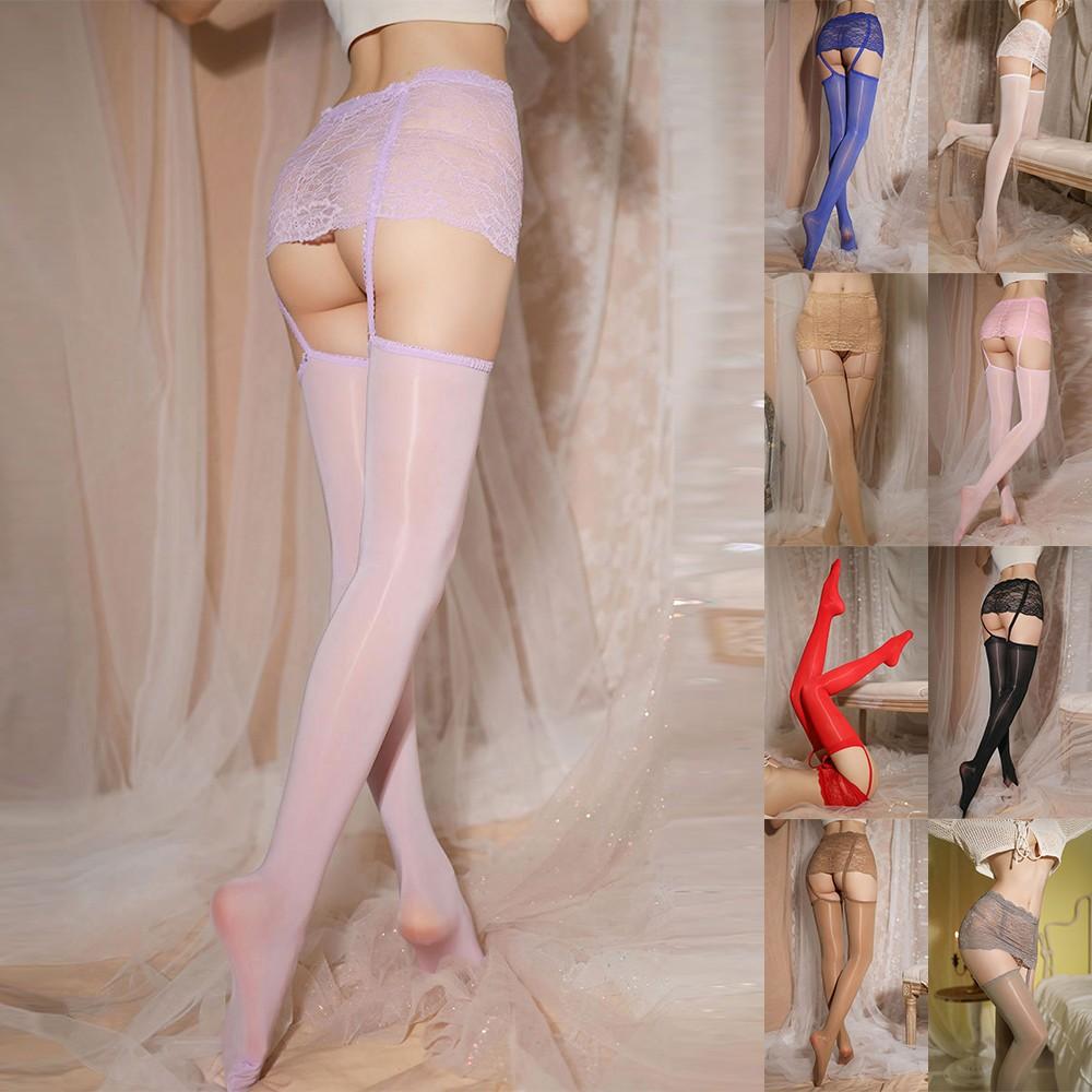 Belt Women Stockings Breathable Glossy Lace Pantyhose