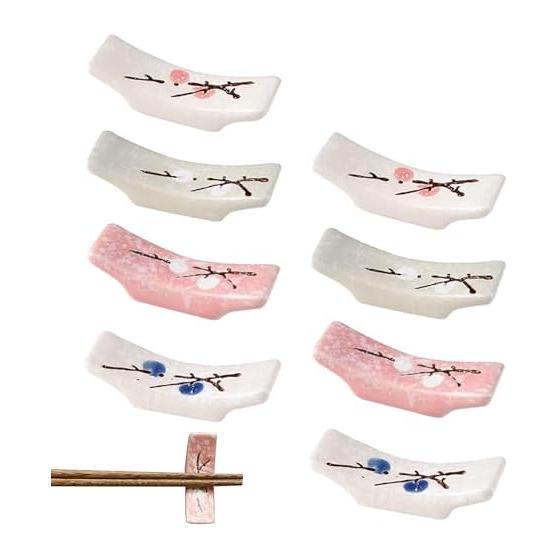 PAVIKE Chopstick Rests, Japanese Style, Set of 8, Elegant, Novelty, Cute, Ceramic Chopstick Holders, Cutlery Rests, Tableware, Small Dish, Tabletop