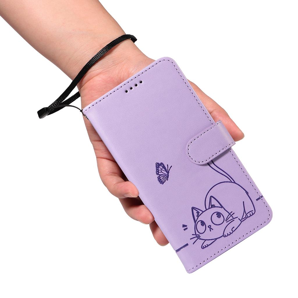 Portafoglio con Slot per Carte Magnetiche Custodia per Telefono in Pelle con Gatto Embossato Per Motorola G56 G06 G86 G75 G35 Edge 60 Pro 50 Fusion Copertura Flip