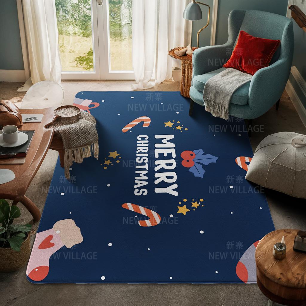 House Entrance Carpet Home Door Mat Living Room Bath Foot Bathroom Non-slip Water Absorption Rugs Bath Merry Christmas Winter