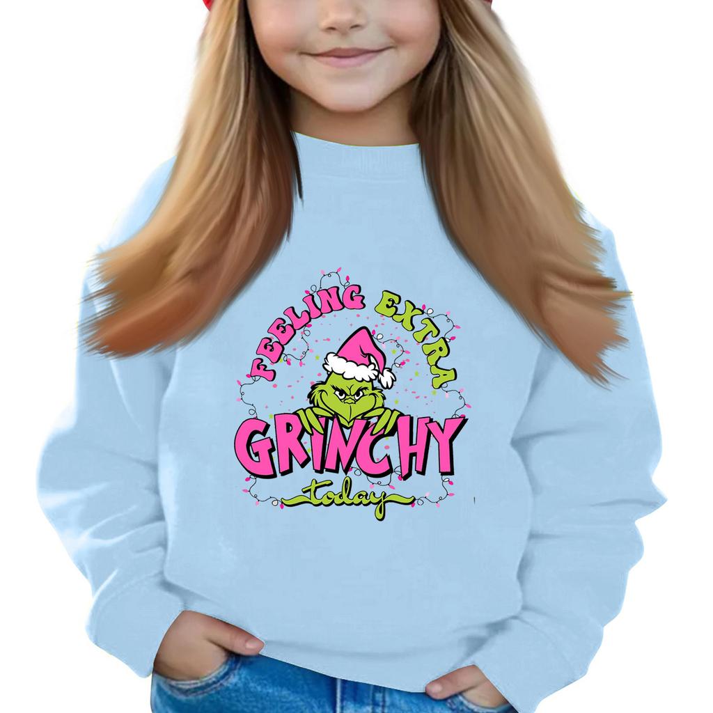 Christmas Day Girls Round Neck Pullovers For Kids Printed Baby Tops