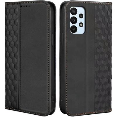 Protective Case - BOOLING - for Samsung Galaxy A23 5G - Mosaic Pattern - Leather Effect - Black