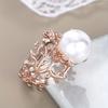 1Pc Court Antique Style Hollow Ring Pattern Branch Imitation Pearl Ring
