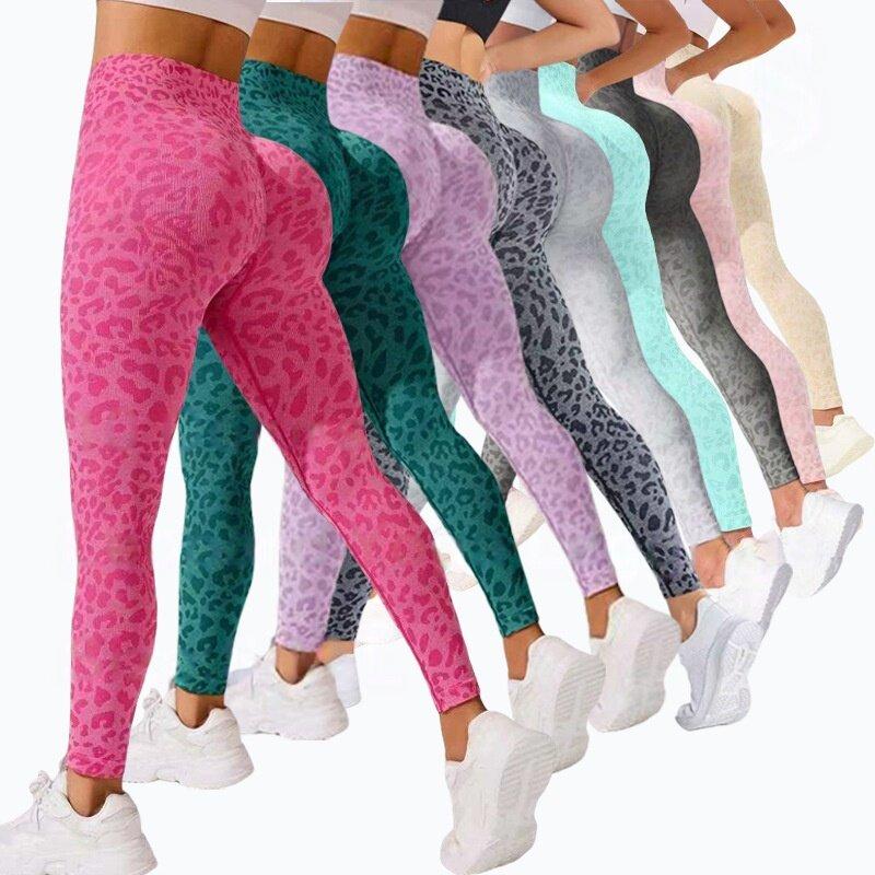 Sportovní legíny s vysokým pasem Dámské bezešvé leopardí jógové kalhoty Zvedání boků Trénink Fitness Venkovní legíny pro ženu