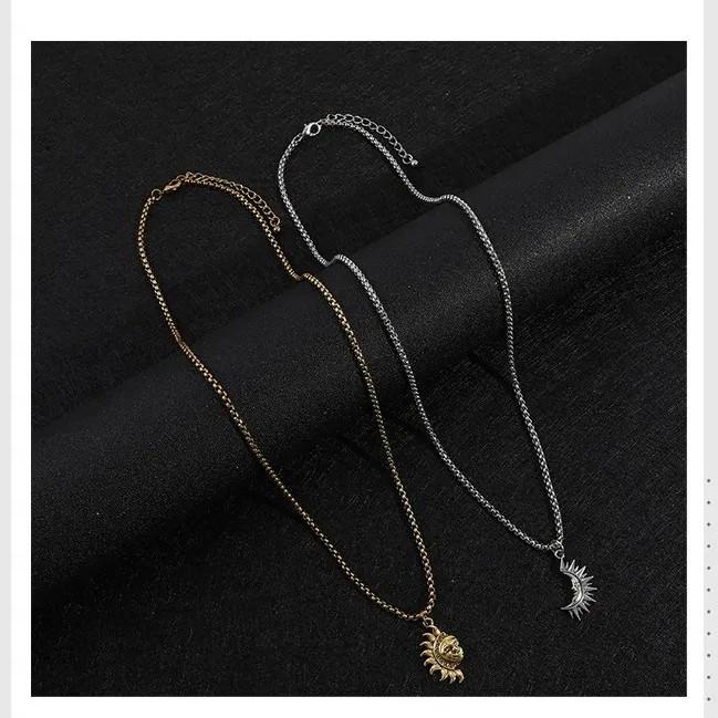 Necklace Pendant Sun Moon Stainless Steel Balance Opposite Amulet Talisman Power Strength Life Protect Health Jewelry Accessories
