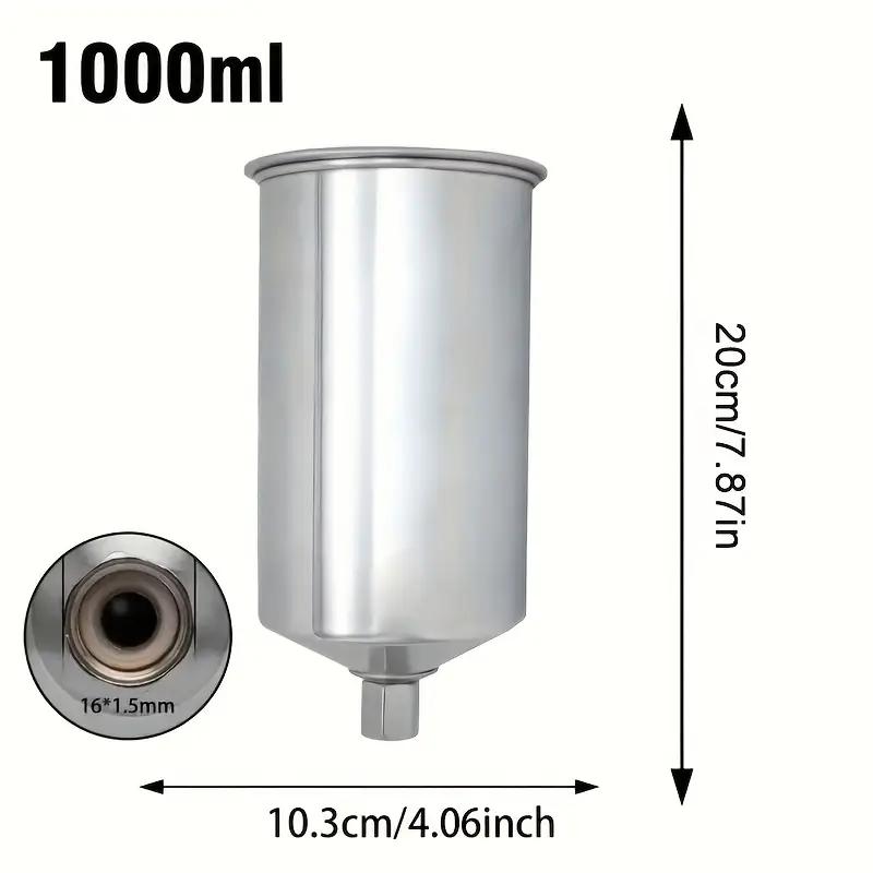 1000ML Metal Spray Gun Cup - Gravity Feed Refillable Paint Sprayer Pot For Automotive Crafts Painting Spray Gun Accessories