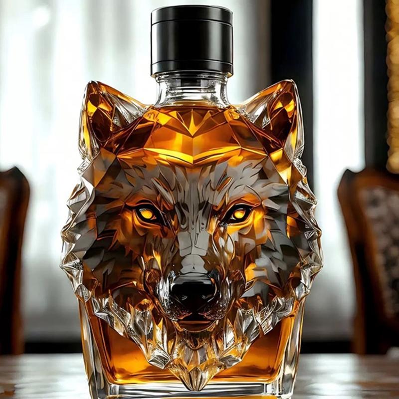 Artistic Wolf Head Decanter High Borosilicate Glass Wine Bottle Bourbon Dispenser For Gift And Collectors Home Bar