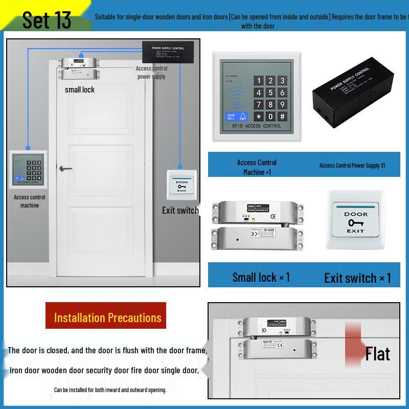 Sistema de Controle de Acesso Ativado por Senha com Leitor de Cartão e Fechadura Eletromagnética para Porta de Vidro