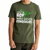 Soft Teeshirts Unisex Short Sleeve Tshirt Vintage Just A Boy Who Loves Dinosaurs Cool Unisex Teeshirt Relaxed Fit Tshirt
