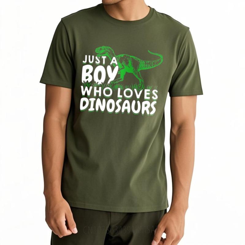 Soft Teeshirts Unisex Short Sleeve Tshirt Vintage Just A Boy Who Loves Dinosaurs Cool Unisex Teeshirt Relaxed Fit Tshirt