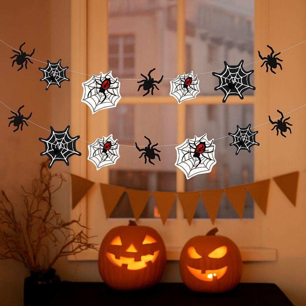 Paper Spider Web Hanging Flag Black Happy Halloween Decoration  Home Decoration