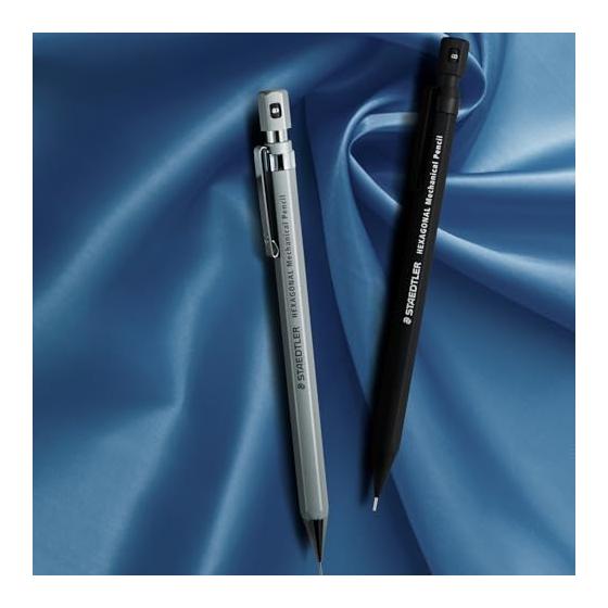 STAEDTLER Hexagonal Mechanical Pencil 0.5mm [Clean Black] 925 77-05B Hexagonal Body Metal Shaft Rubber Coating Low Center of Gravity 4mm Long Sleeve