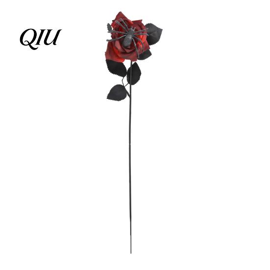 Cascading Green Leaves Decor Halloween Flowers with Eyeball, Fake Bouquet Roses, Artificial Water-free Flower Decoration Stems for Vase