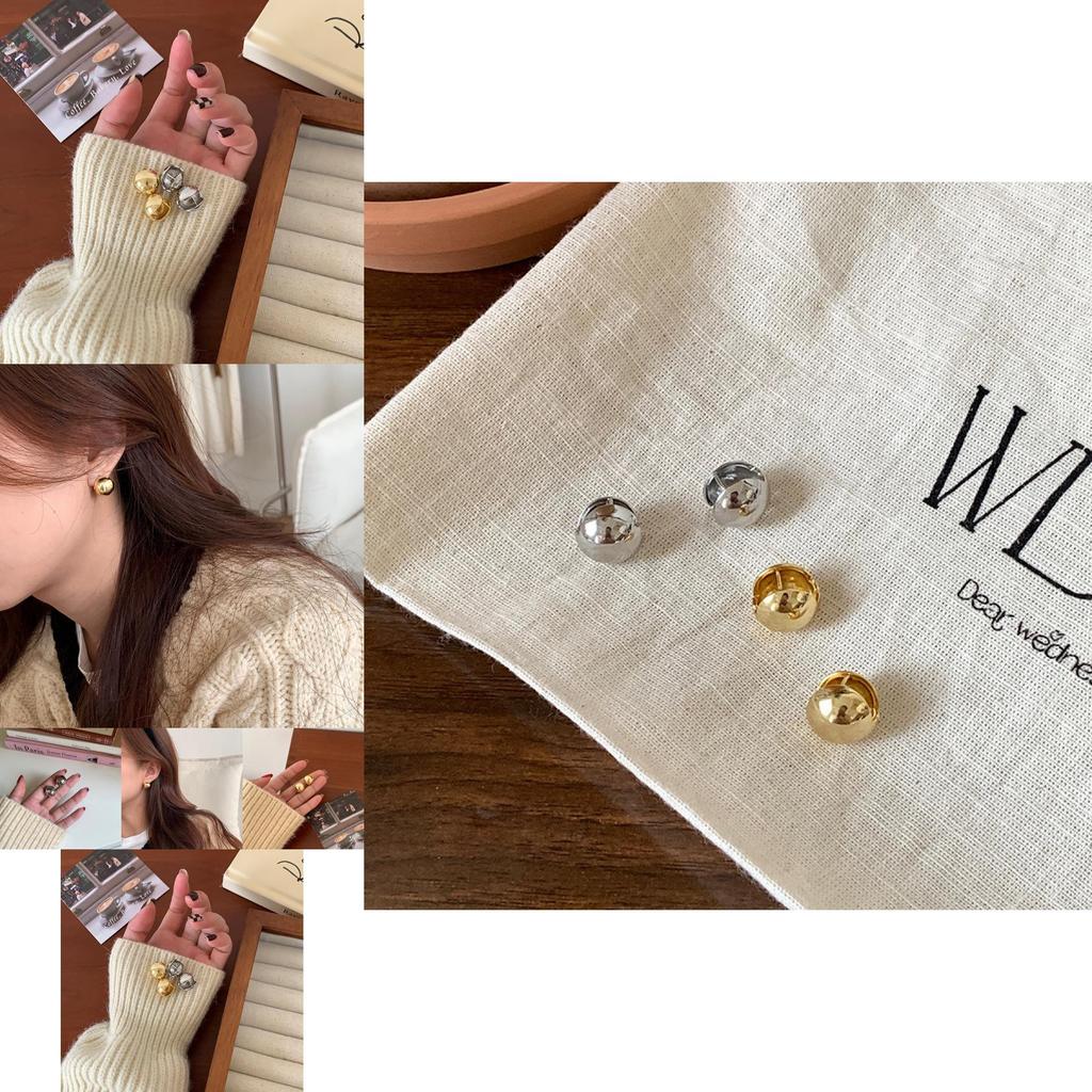 Elegant Minimalist Ball Stud Earrings For Women Unique Design High-end Copper Jewelry