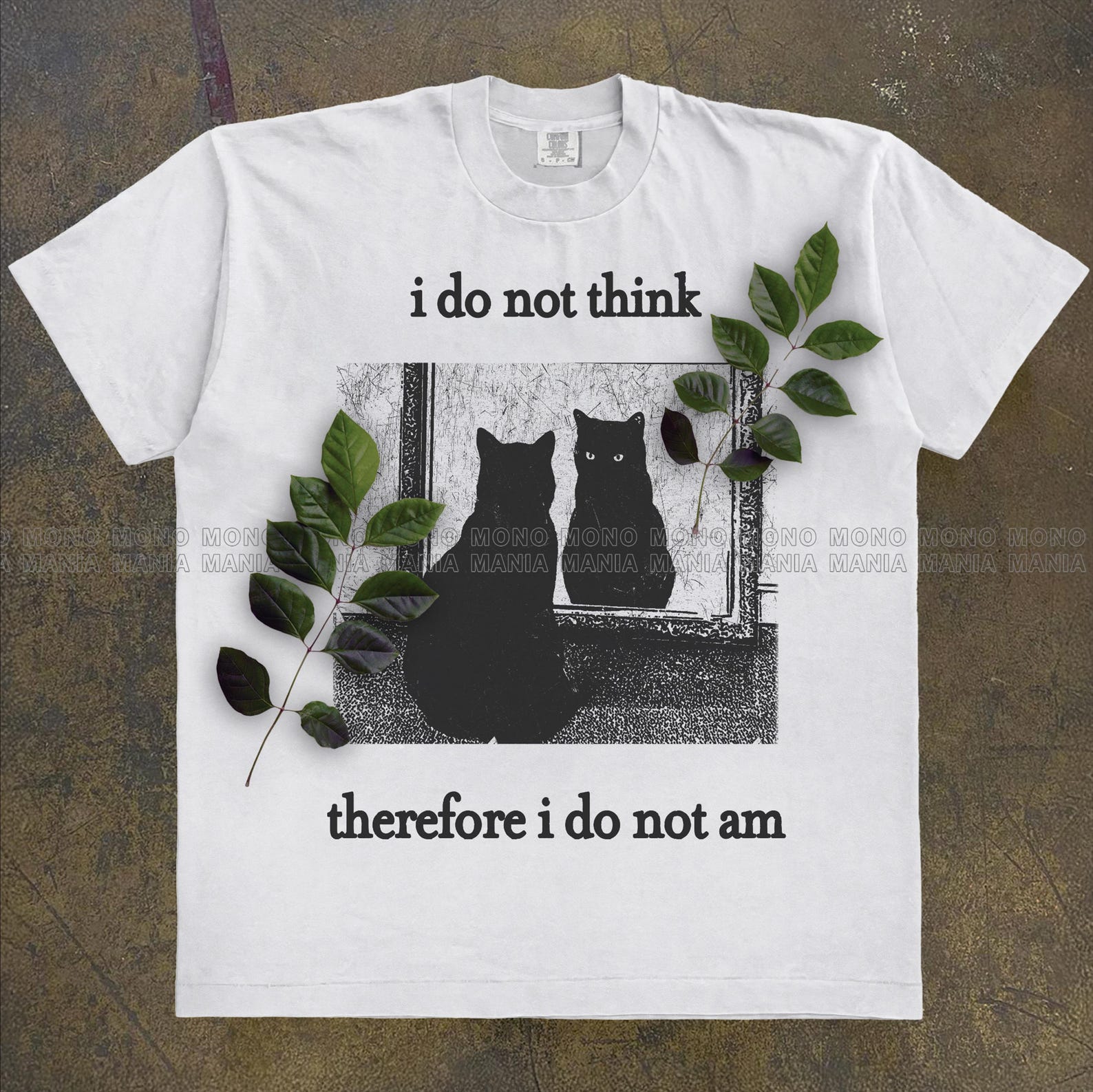 I do not think therefore I do not am, Cat Meme T Shirt, Silly T Shirt, Weird T Shirt, black cat, Goth tee, nonsense shirt, sarcastic tee M