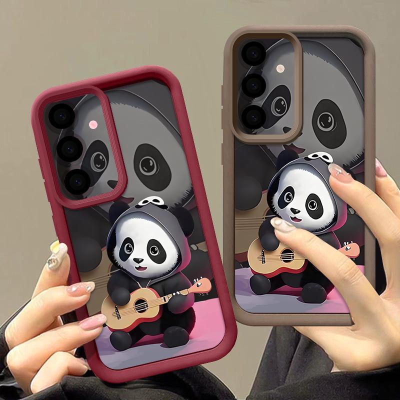 Guitar-playing Panda Case For Samsung Galaxy S26 S25 Ultra S24 S23 S22 S21 FE A15 A35 A55 A16 A26 A36 A56 A17 A37 A57 5G Cover