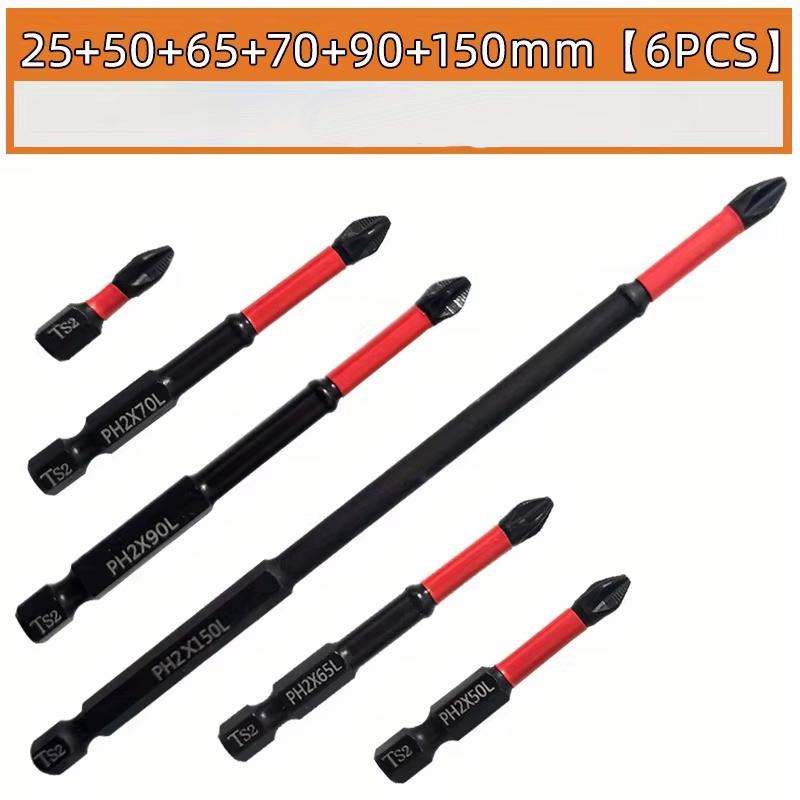 Magnetic Impact Screwdriver Bit Set 3/6/12Pcs High Torque S2 Steel 1/4" Phillips PH2 for Electric and Manual Drills