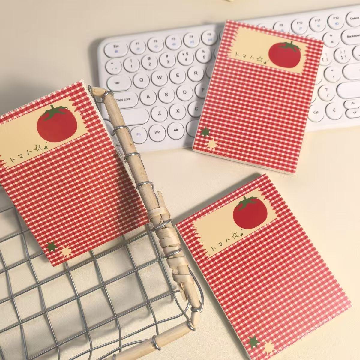 Тетрадь в корейском стиле в клетку с томатами: Простой, Высокоценный, Портативный дневник для студентов