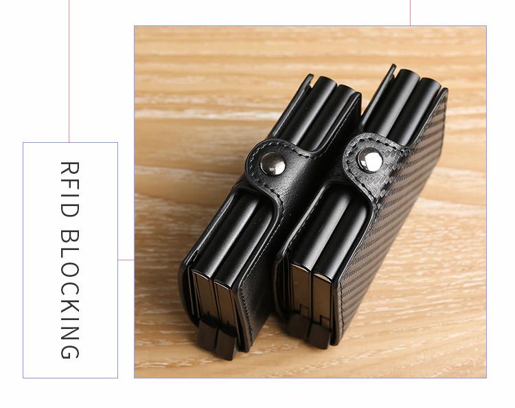 Porta-Cartões Pop-Up Automático de Liga de Alumínio de Camada Dupla - Carteira Estojo de Metal para ID e Cartões de Crédito