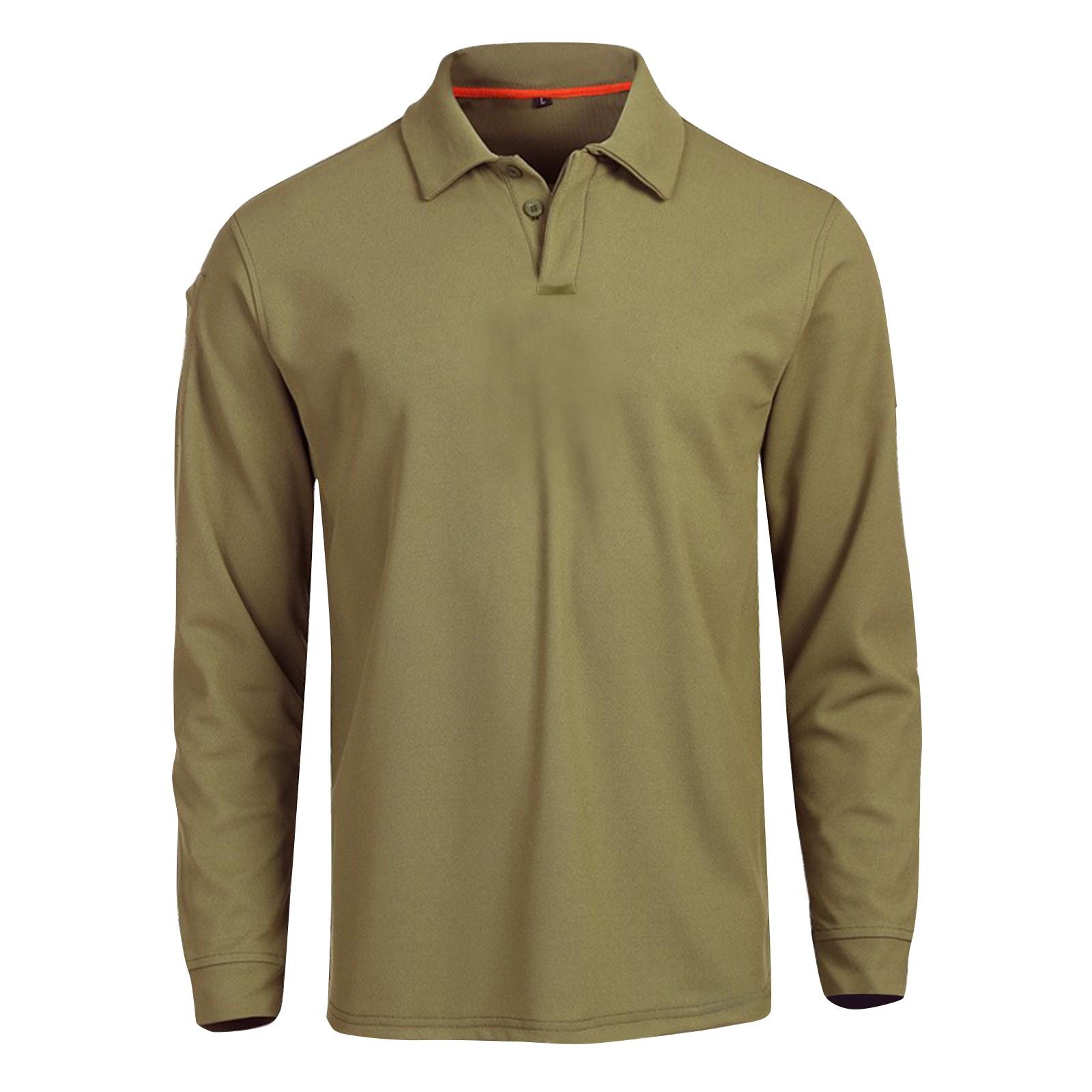 

Мужской летний однотонный топ с пуговицами на лацканах, свободный, с длинным рукавом XL хаки