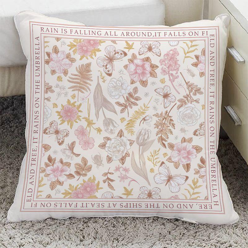 Light Luxury Pillow Retro Square Flower Decoration Sofa Ornaments Pillowcase New Chinese Style Removable and Washable Pillow Cushion