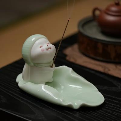Cute Wishing Rabbit Incense Burner Ceramic Incense Burner Indoor Incense Cable Accessories Incense Burner Rack Exquisite Gift