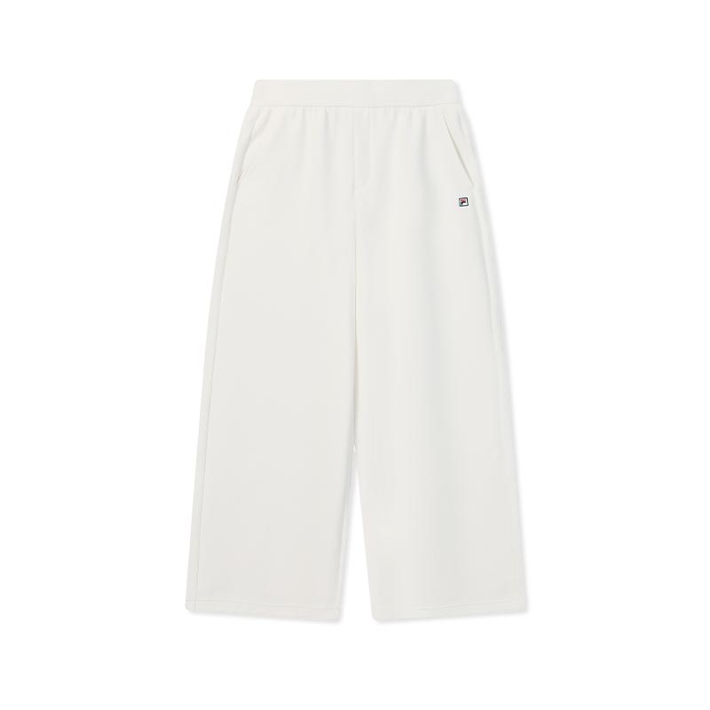 FILA White Fashion Simple Classic Retro Casual Versatile Comfortable Wide Leg Knitted Sports Pants Women bottoms Cloud-Mushroom-White F51W623601FWT