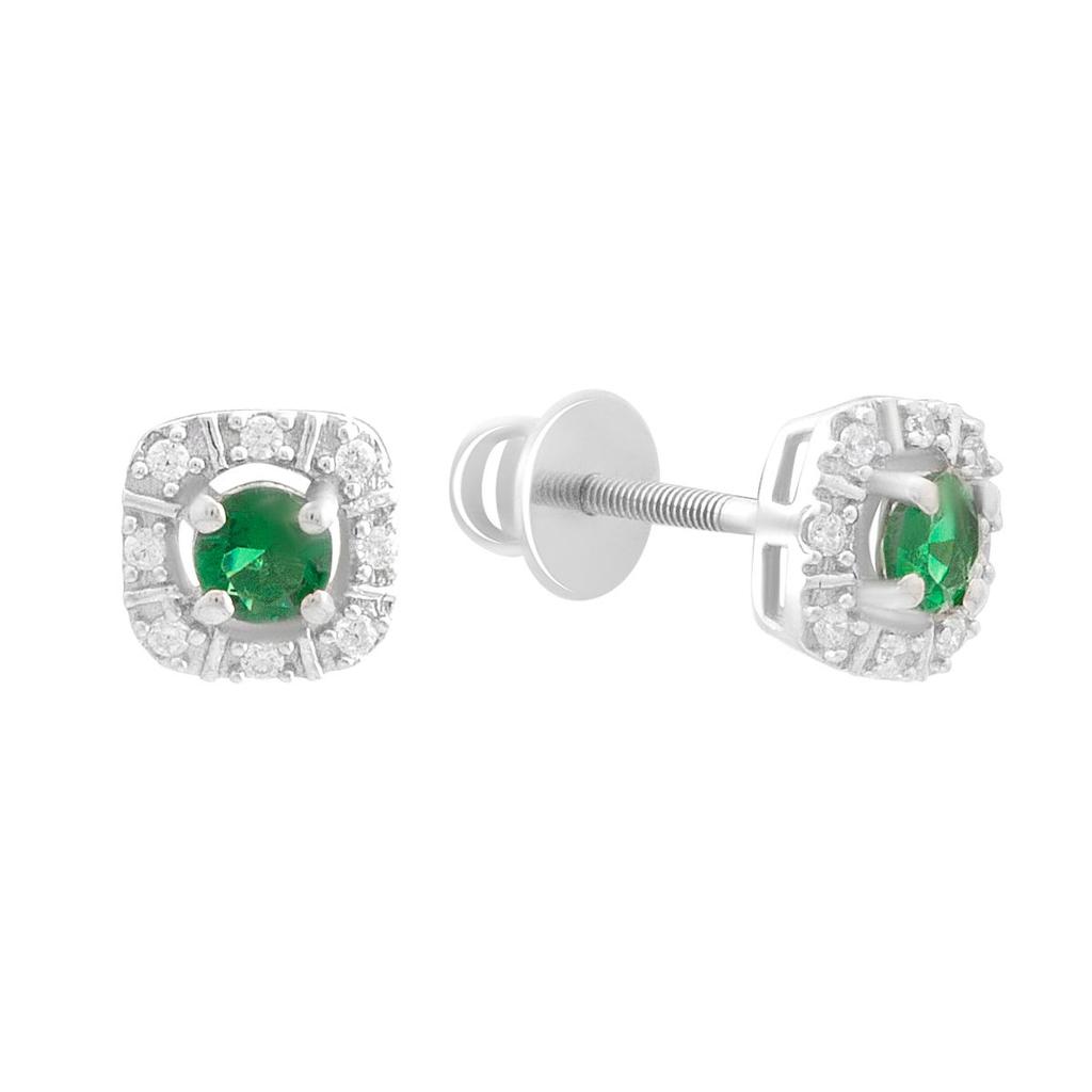 Серебряные серьги с изумрудом nano 0.648ct (2192251)
