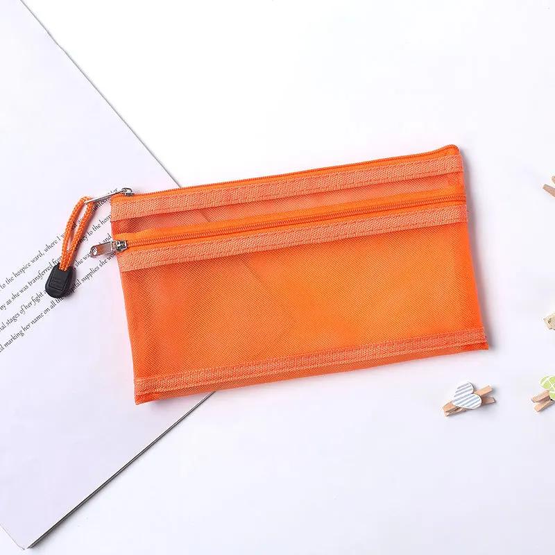 1/3PCS Transparent Zipper Pencil Case Mesh A6 Bills Storage Bag Clear Nylon Makeup Pouch Portable Examination Stationery Bag
