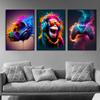 Street Pop Art Fun Animals Monkeys Wearing Headphones Posters Prints Game Handles Canvas Painting Wall Art for Home Decor
