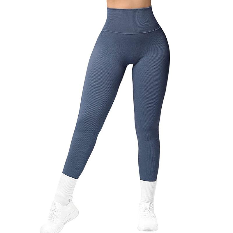 New Seamless Knitted Threaded Peach Hip Waist Yoga Pants High Elastic Sports Running Fitness Pants