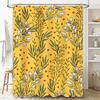 Floral Shower Curtain Decorative Bath Mat Pvc Waterproof Bathroom Decor Wall Hanging Printed Water Splatter Resistant Yellow Wit