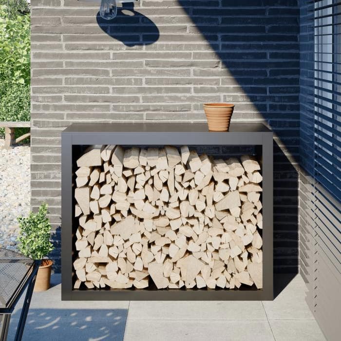 VidaXL Firewood Rack Anthracite 100x40x80 Cm Steel, Log Store, Fireplace Log Holder, Support of 850977