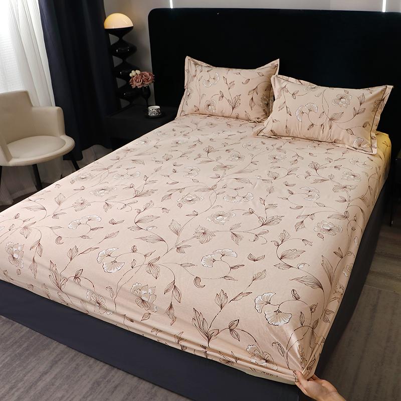 Queen Size Bedsheet 100% Cotton Fitted Sheet Brushed Bed Cover Soft Mattress Protector Sabanas Para Cama (Pillowcase Need Order)