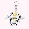 Kawaii Little Cat with Flower Keychains Strawberry Kitten Keyring for Accessories Bag Key Chain Ring Jewelry Fans Friends Gifts