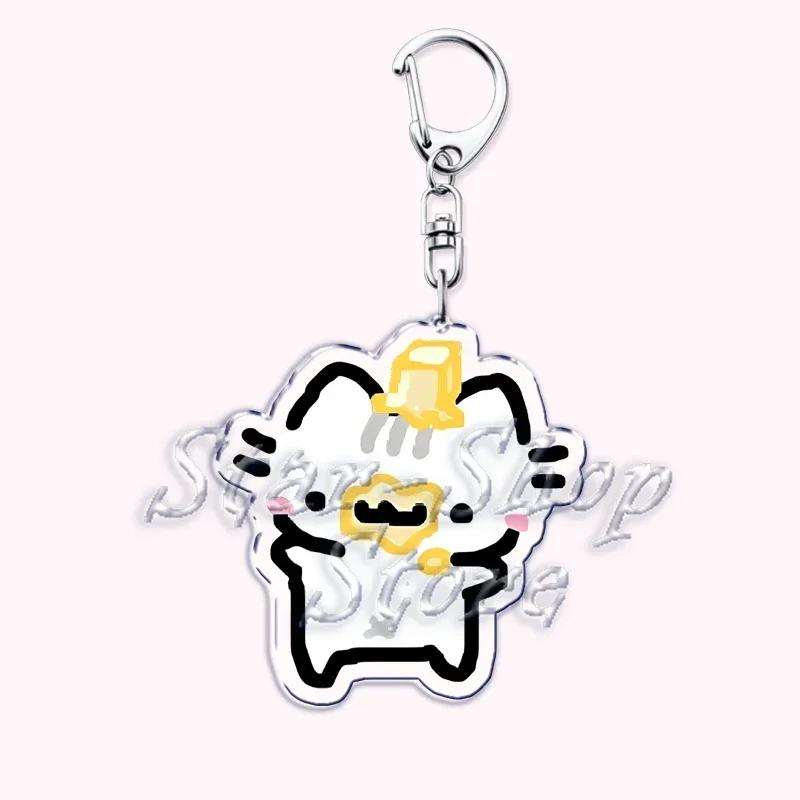 Kawaii Little Cat with Flower Keychains Strawberry Kitten Keyring for Accessories Bag Key Chain Ring Jewelry Fans Friends Gifts