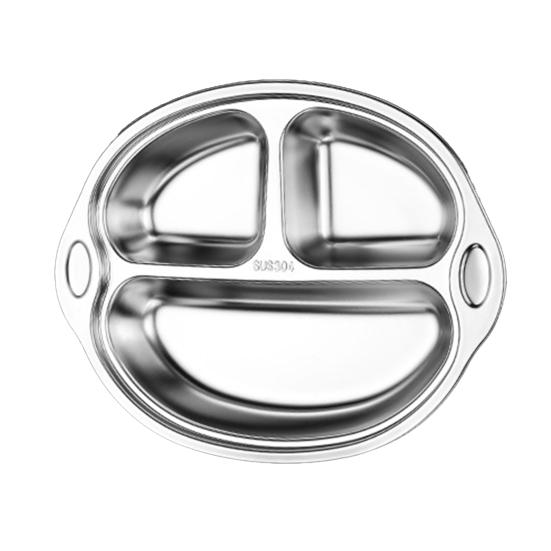 Dinner Plate Eco-friendly Rust-proof Stainless Steel Separate Baby Food Plate for Home