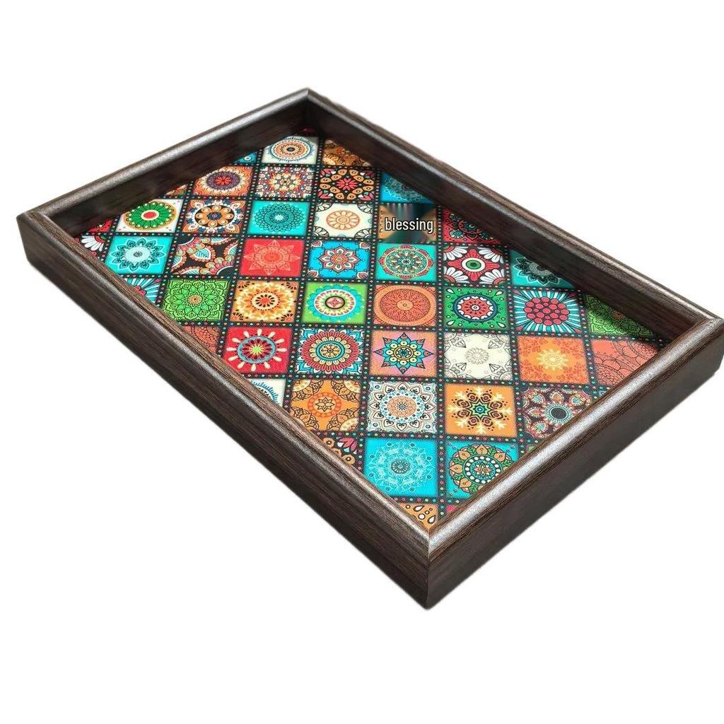 Dekorativní podnos v bohémském stylu na šperky, svačinu a pro úložné účely v obývacím pokoji