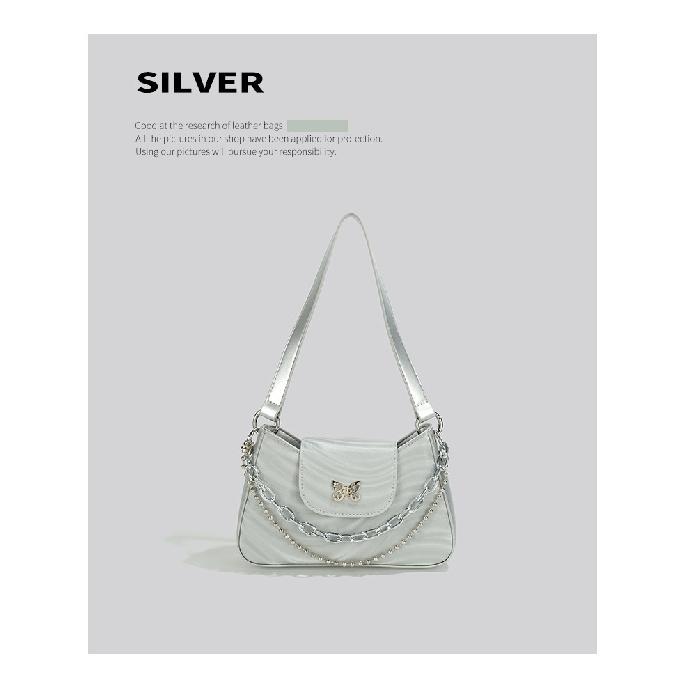 

2025 Милая Крутая Сумка-багет Французский Нишевый Дизайнер Горячая Девушка Цепочка Наплечная Сумка Модная и Стильная Сумка под Мышку для Женщин серебряный