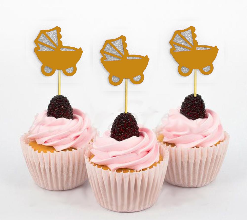 Darling Souvenir| Ozdoby na muffiny do kočárku na oslavu narození miminka| Dekorace na dezert - sada