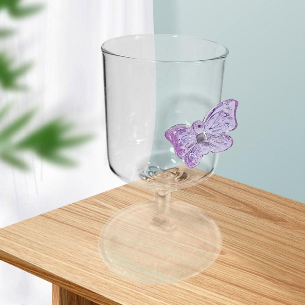 Decorative INS Butterfly Wine Glass INS Champagne Drinkware Glasses High Legged Glass Cup Women