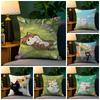 Spring Sunshine Cat Illustrations  Pillow Case Natural Linen Pillow Case DoubleSided Decor Sofa Pillowcase Home Decor