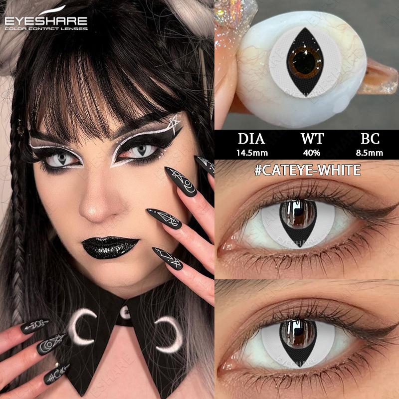 2Pcs Cosplay Contact Lenses for Eyes Colored Red Contacts Lens Cosmetic Black Pupil Lens Yearly Halloween White Lenses