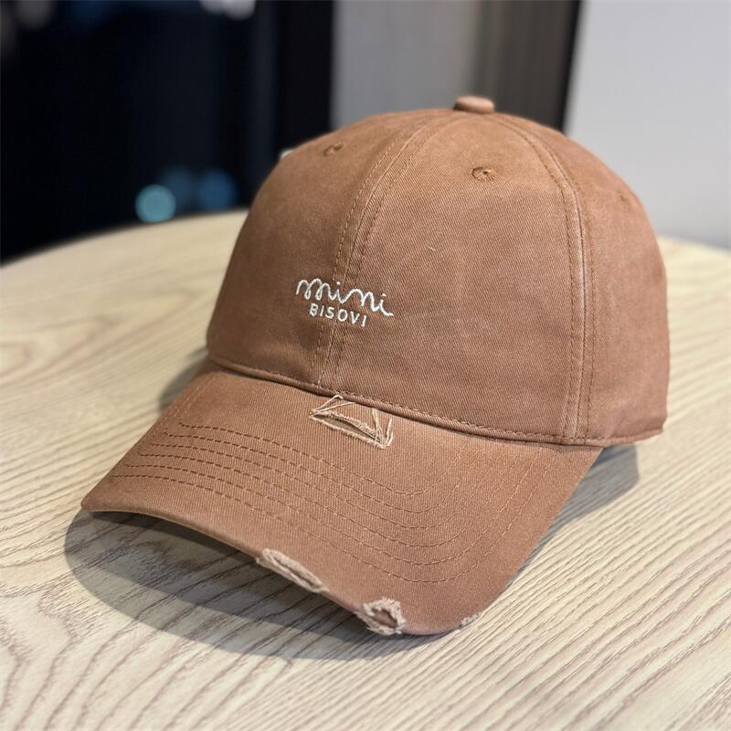 New Letter Embroidered Baseball Cap Women's Spring and Summer Wide Brim Big Face Showing Face Small Cap Big Head Circumference Hat