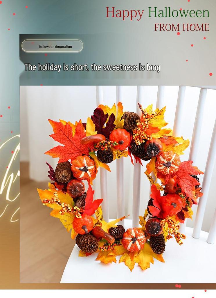 2026 Autumn Halloween Berry Pumpkin Wreath, Home & Door Decoration Vine Ring for Thanksgiving