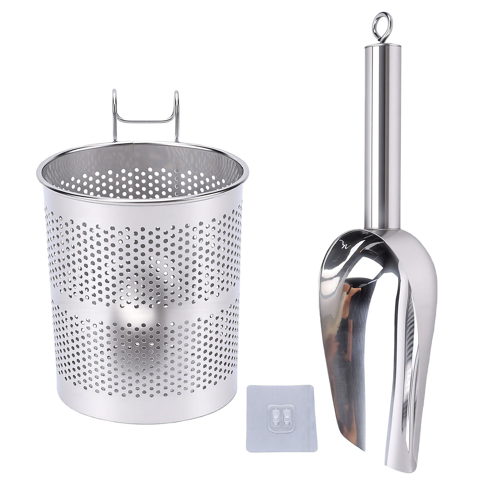 Pelle à Glace en Acier Inoxydable avec Support Pelle à Glace Métallique et Support pour Machine à Glaçons Amovible Facile à Nettoyer Accessoires pour Machine à Glaçons