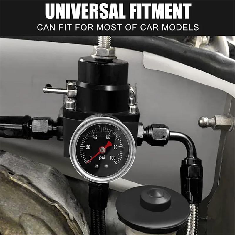 Adjustable Fuel Pressure Regulator Kit Oil 0-100psi Gauge -6AN Black