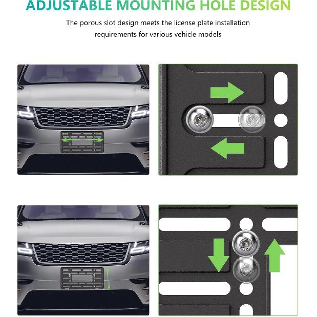 BGGTMO Front License Plate Bracket Holder- Bumper Car Tag Mounting Kit With Anti-Theft Hardware & Stainless Steel Zip Ties, JDM To US Compatible