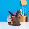 Simulated Bird Pen Holder Resin Stump Bird Stationery Pencil Stand